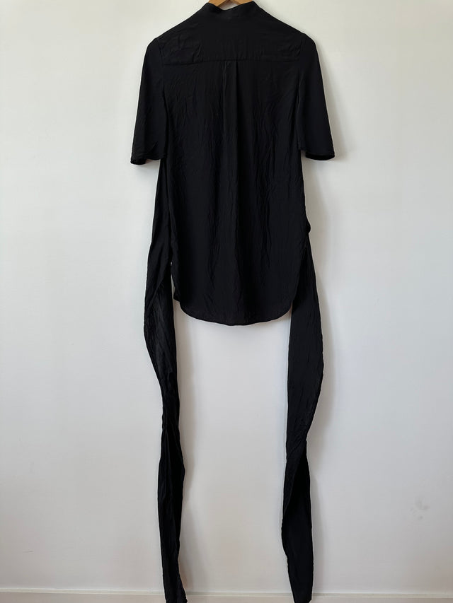 SIR THE LABEL - SILK WRAP SHIRT - BLACK - 1 / S-Shirts-UPTOWN VINTAGE-UPTOWN LOCAL
