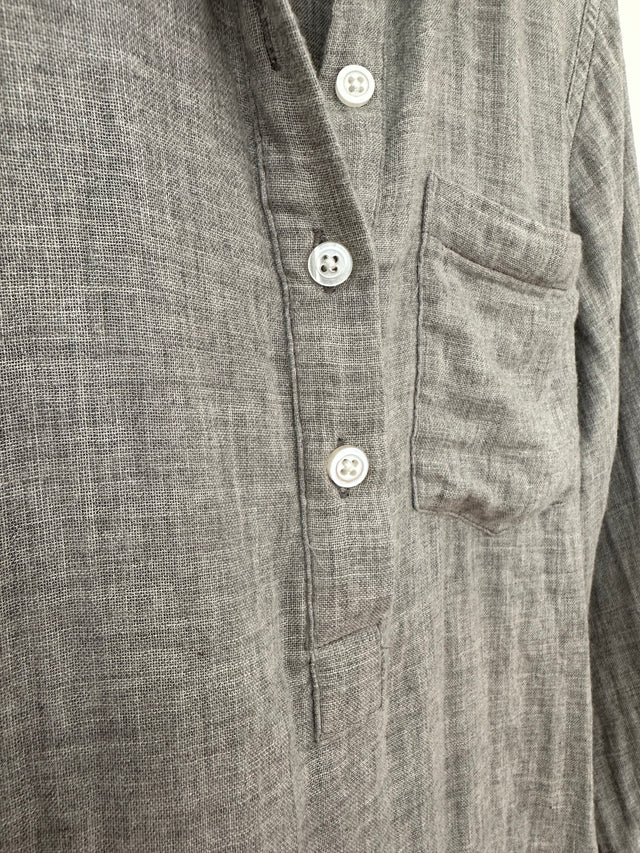 WEATHERED - LONG SLEEVE COTTON SHIRT - GREY - M-Shirts-UPTOWN VINTAGE-UPTOWN LOCAL