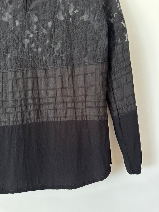 VIKTORIA & WOODS - LACE DETAILED TOP - BLACK - 2 / M-Shirts-UPTOWN VINTAGE-UPTOWN LOCAL