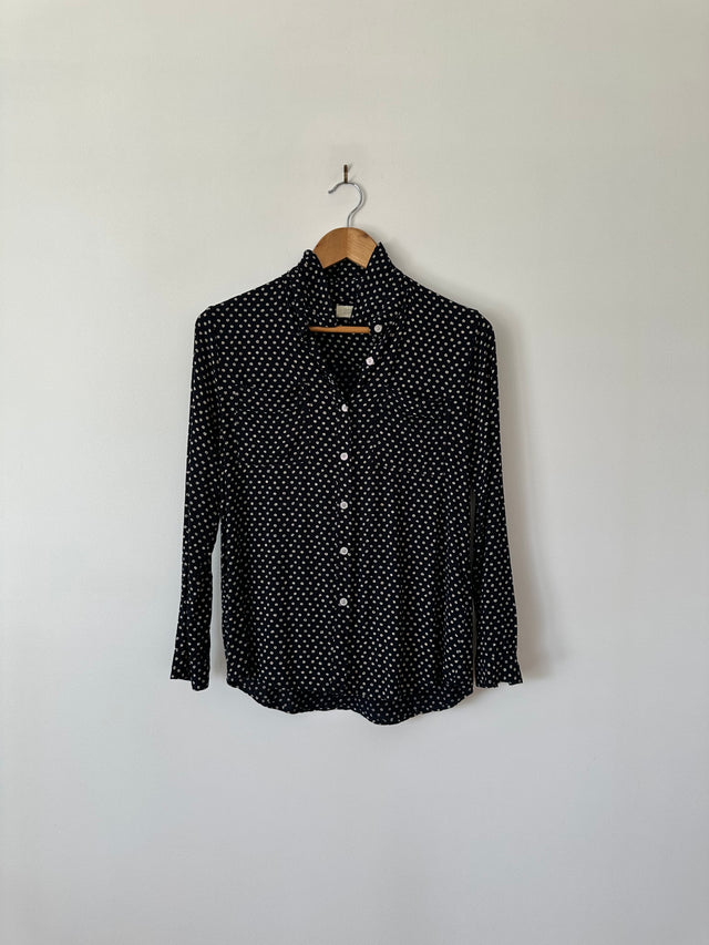 VANISHING ELEPHANT - SOFT COTTON / RAYON SHIRT - NAVY / WHITE SPOT - 10-Shirts-UPTOWN VINTAGE-UPTOWN LOCAL