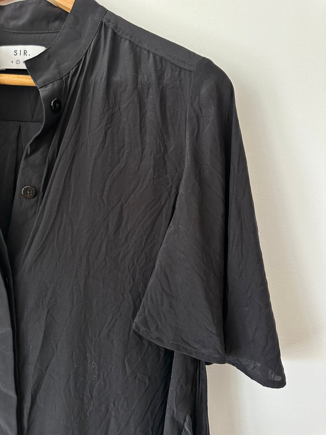 SIR THE LABEL - SILK WRAP SHIRT - BLACK - 1 / S-Shirts-UPTOWN VINTAGE-UPTOWN LOCAL