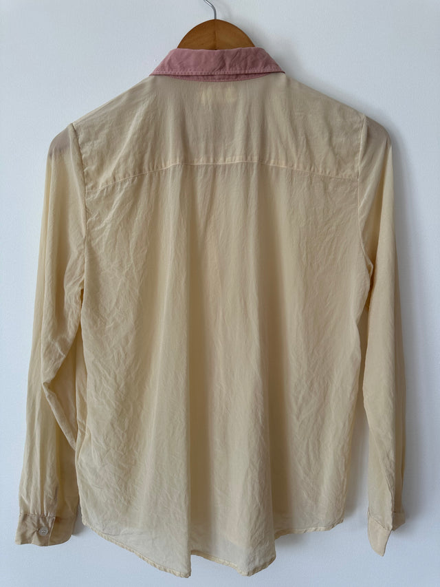 VANISHING ELEPHANT - SILK SHIRT - BUTTER CREAM / SOFT PINK - 12-Shirts-UPTOWN VINTAGE-UPTOWN LOCAL