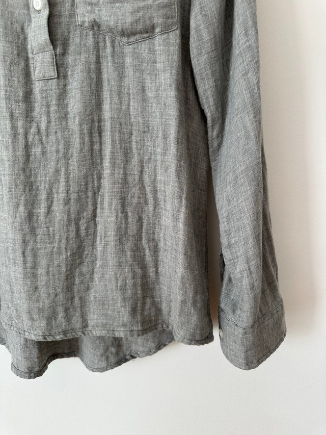 WEATHERED - LONG SLEEVE COTTON SHIRT - GREY - M-Shirts-UPTOWN VINTAGE-UPTOWN LOCAL