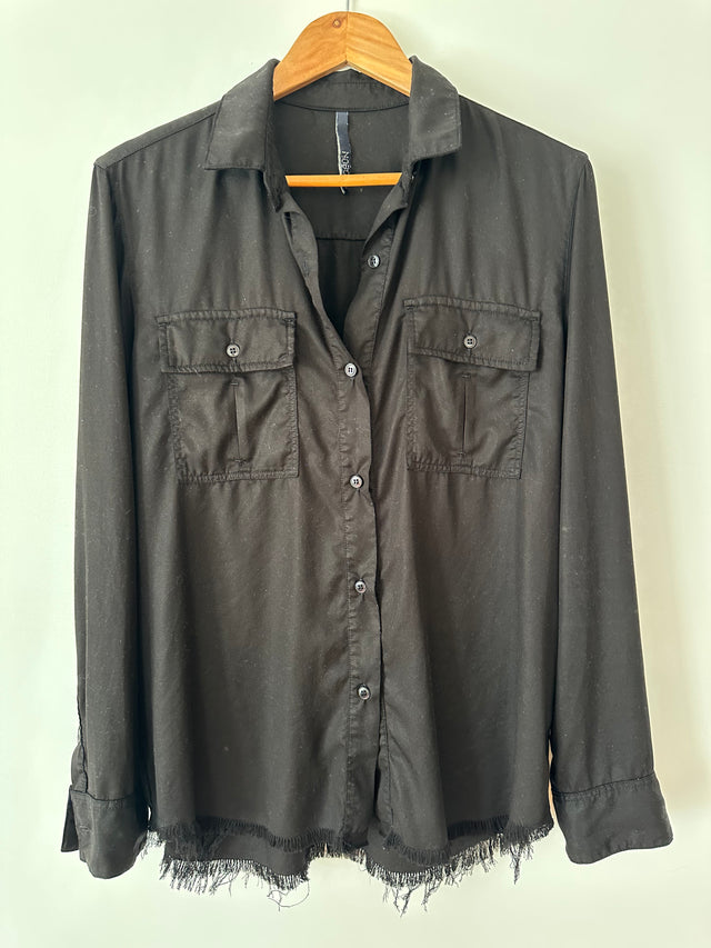NOBODY DENIM - TENCEL OVERSIZED SHIRT - BLACK - S-Shirts-UPTOWN VINTAGE-UPTOWN LOCAL