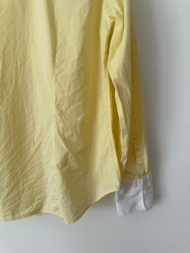 COUNTRY ROAD - 2002 VINTAGE SLIM FIT COTTON SHIRT - LEMON PINSTRIPE / WHITE COLLAR - S-Shirts-UPTOWN VINTAGE-UPTOWN LOCAL