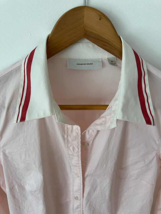 COUNTRY ROAD - 2004 VINTAGE CONTRAST COLLAR SHIRT - PINK / WHITE COLLAR - M-Shirts-UPTOWN VINTAGE-UPTOWN LOCAL