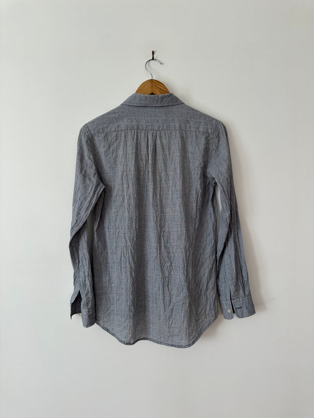 WEATHERED - LONG SLEEVE COTTON SHIRT - NAVY/CHARCOAL - M-Shirts-UPTOWN VINTAGE-UPTOWN LOCAL
