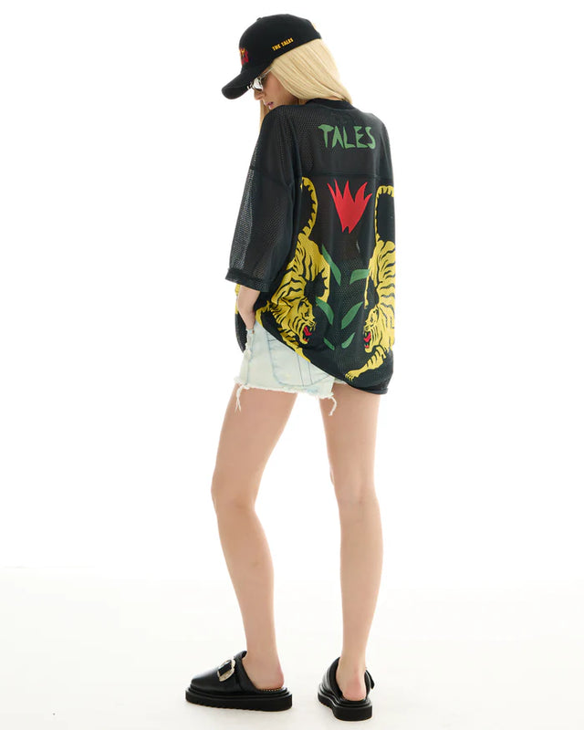 THE TALES - Crouching Tiger Football Jersey - Black-Shirts & Tops-The Tales-XS-UPTOWN LOCAL