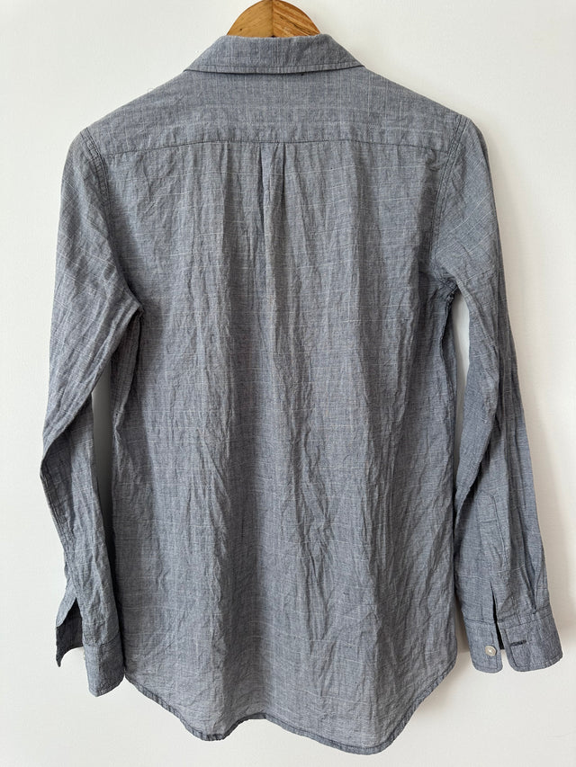WEATHERED - LONG SLEEVE COTTON SHIRT - NAVY/CHARCOAL - M-Shirts-UPTOWN VINTAGE-UPTOWN LOCAL