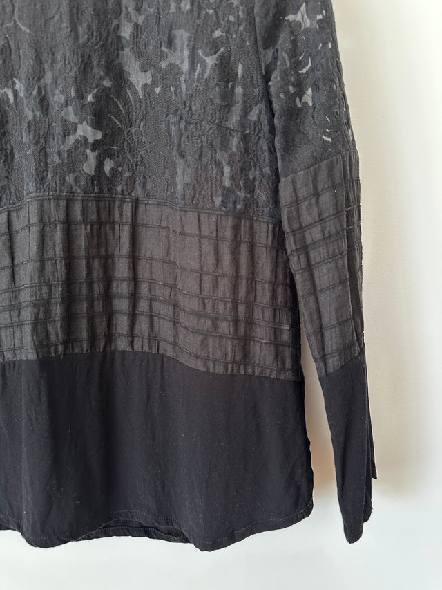 VIKTORIA & WOODS - LACE DETAILED TOP - BLACK - 2 / M-Shirts-UPTOWN VINTAGE-UPTOWN LOCAL