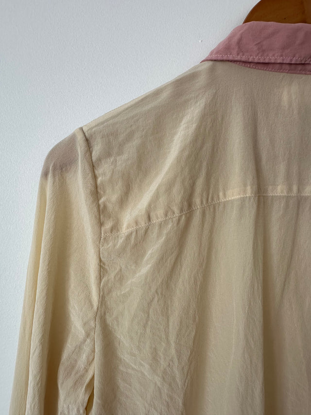 VANISHING ELEPHANT - SILK SHIRT - BUTTER CREAM / SOFT PINK - 12-Shirts-UPTOWN VINTAGE-UPTOWN LOCAL