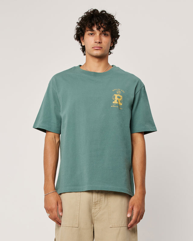 ROLLAS - Ezy Works Tee - Forest / Mustard-T-Shirts-Rolla's-S-UPTOWN LOCAL