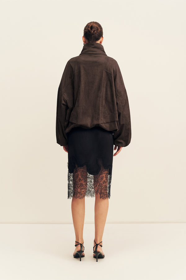 SHONA JOY - Ernest Funnel Neck Bomber Jacket - Cocao Caco-Jackets-Shona Joy-6-UPTOWN LOCAL