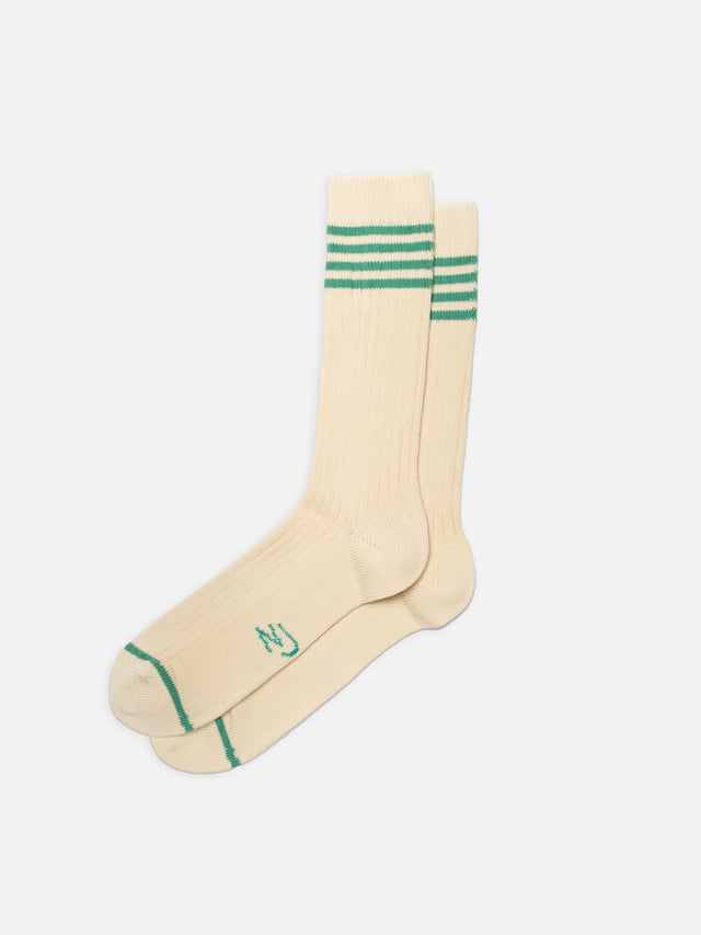 Nudie Jeans Men's Tennis Socks Stripe Off White/Turquoise