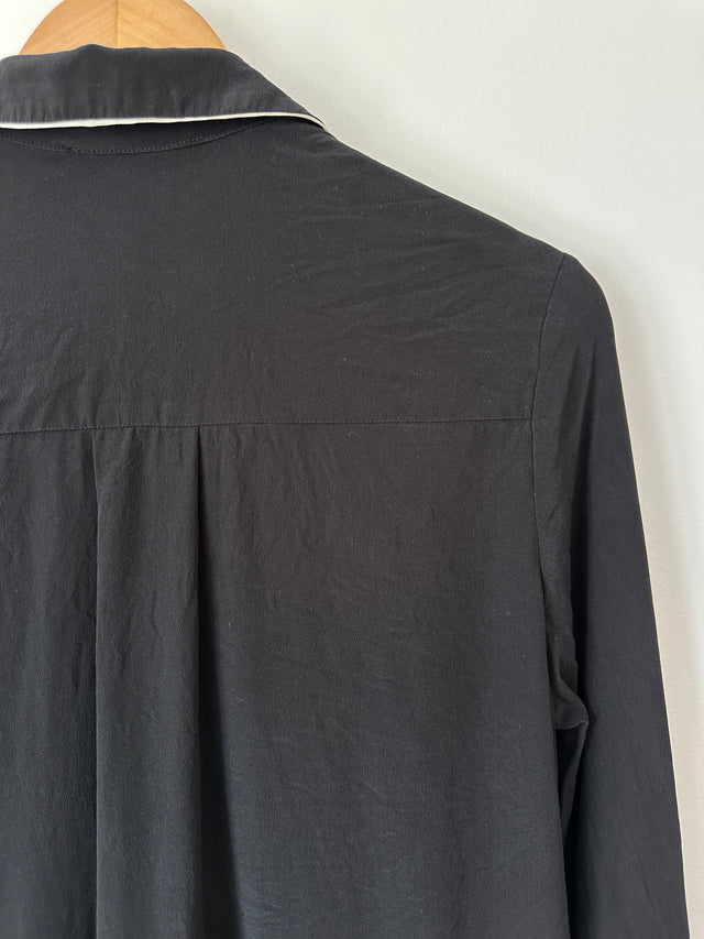 NOBODY DENIM - PIPED SILK SHIRT - BLACK / WHITE - S-Shirts-UPTOWN VINTAGE-UPTOWN LOCAL