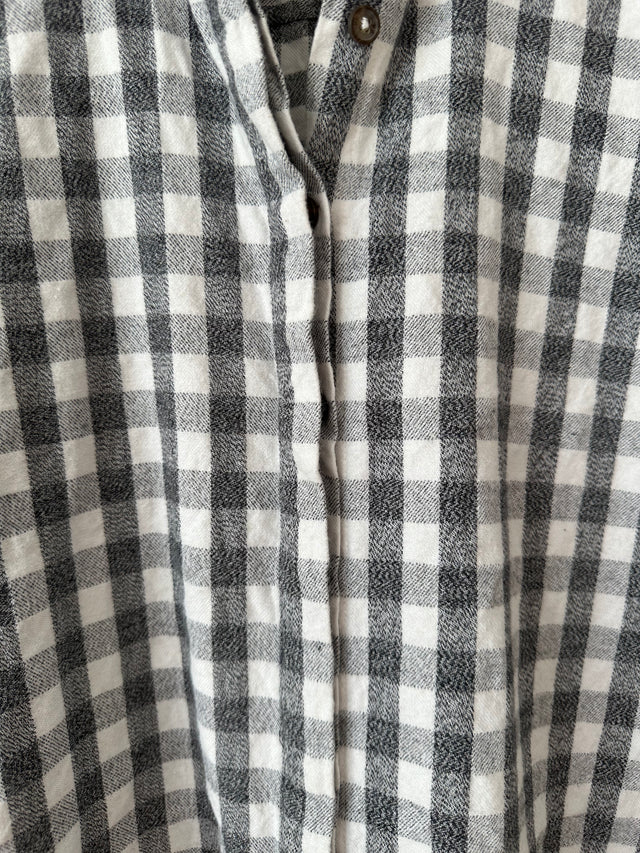 VANISHING ELEPHANT - FLANNELETTE CHECK SHIRT - CHARCOAL / WHITE - 12-Shirts-UPTOWN VINTAGE-UPTOWN LOCAL