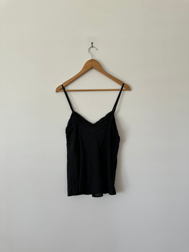 COUNTRY ROAD - SILK CAMI TOP - BLACK - M-Shirts-UPTOWN VINTAGE-UPTOWN LOCAL