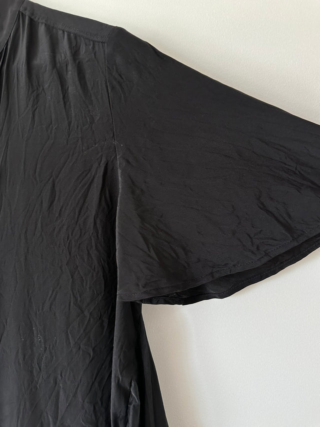 SIR THE LABEL - SILK WRAP SHIRT - BLACK - 1 / S-Shirts-UPTOWN VINTAGE-UPTOWN LOCAL
