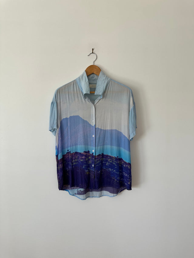 VANISHING ELEPHANT - VISCOSE GRAPHIC PRINT SHIRT - BLUE - 12-Shirts-UPTOWN VINTAGE-UPTOWN LOCAL