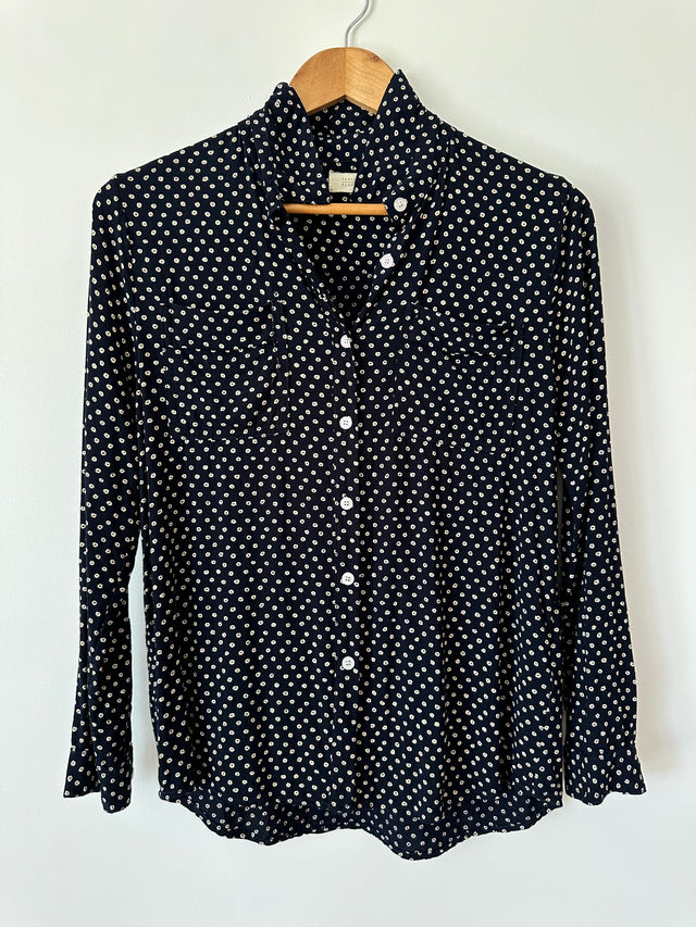VANISHING ELEPHANT - SOFT COTTON / RAYON SHIRT - NAVY / WHITE SPOT - 10-Shirts-UPTOWN VINTAGE-UPTOWN LOCAL