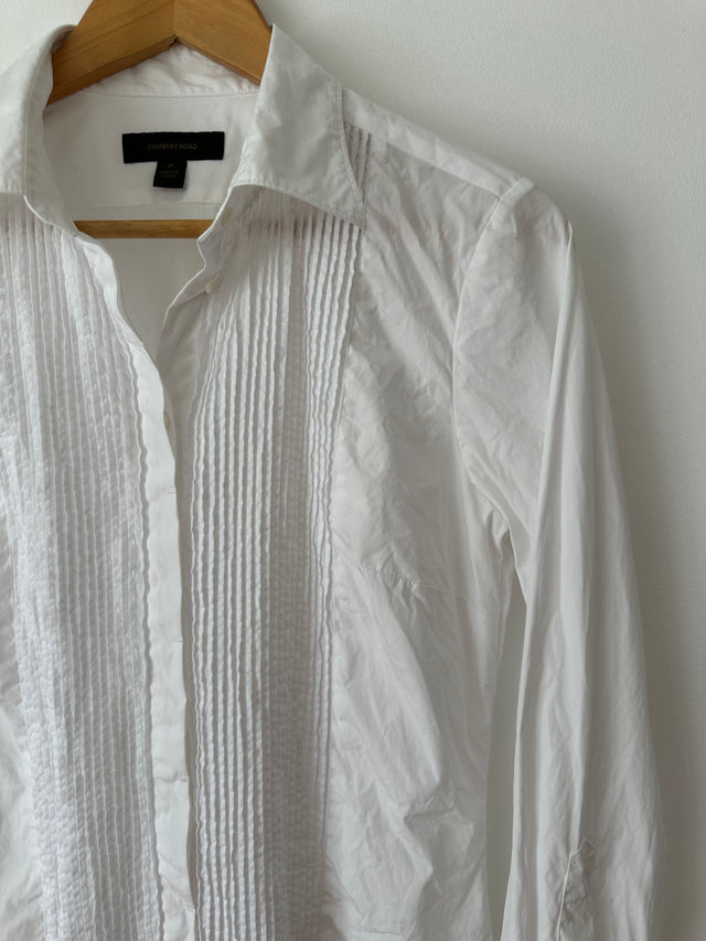 COUNTRY ROAD - 2006 VINTAGE TUXEDO SLIM SHIRT - WHITE - M-Shirts-UPTOWN VINTAGE-UPTOWN LOCAL