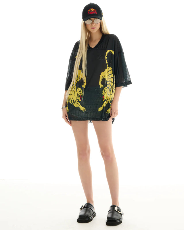 THE TALES - Crouching Tiger Football Jersey - Black-Shirts & Tops-The Tales-XS-UPTOWN LOCAL