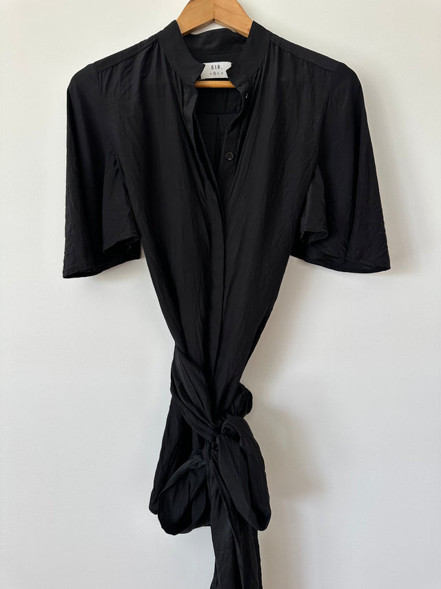SIR THE LABEL - SILK WRAP SHIRT - BLACK - 1 / S-Shirts-UPTOWN VINTAGE-UPTOWN LOCAL