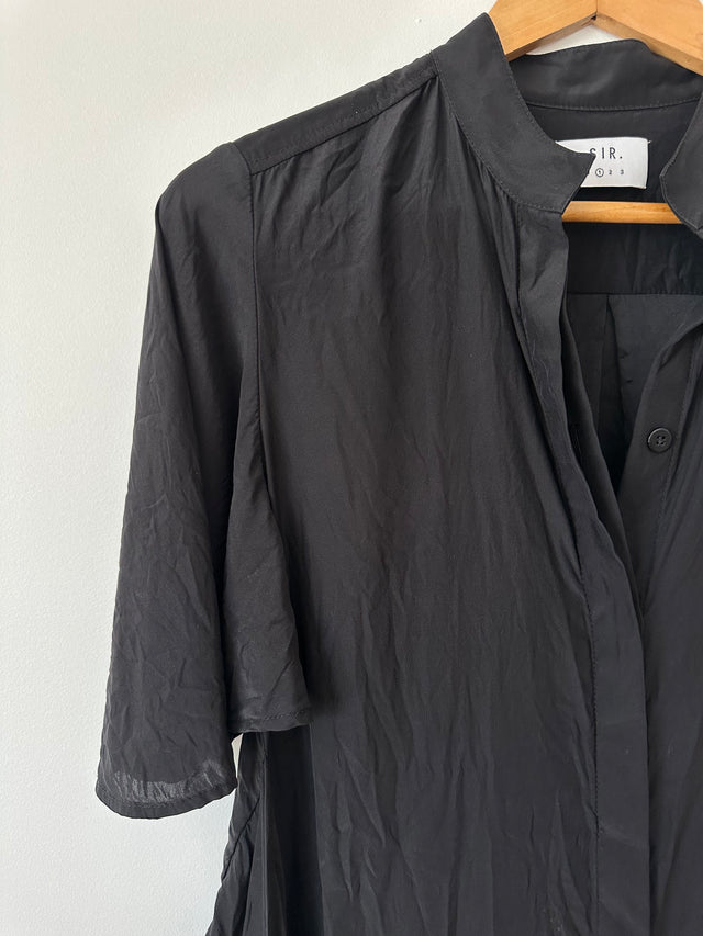 SIR THE LABEL - SILK WRAP SHIRT - BLACK - 1 / S-Shirts-UPTOWN VINTAGE-UPTOWN LOCAL