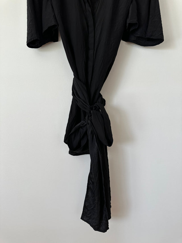 SIR THE LABEL - SILK WRAP SHIRT - BLACK - 1 / S-Shirts-UPTOWN VINTAGE-UPTOWN LOCAL