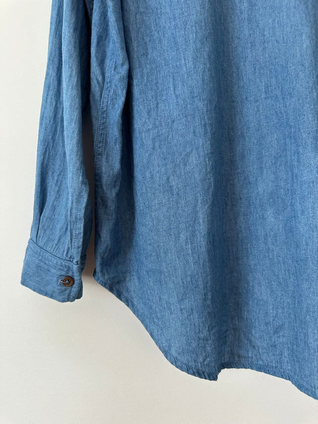 ROLLAS - CHAMBRAY DENIM SHIRT WITH EMBOIDERY - BLUE-Shirts-UPTOWN VINTAGE-UPTOWN LOCAL