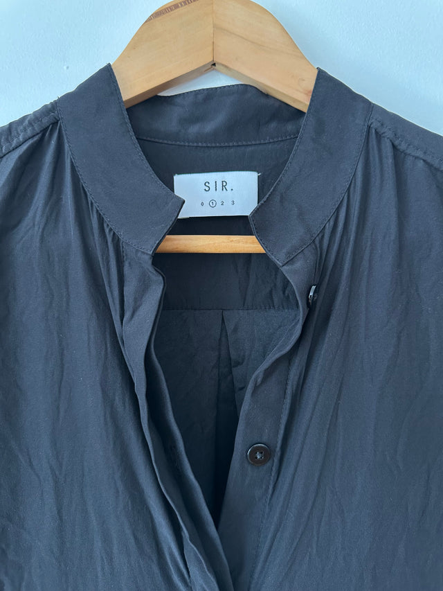SIR THE LABEL - SILK WRAP SHIRT - BLACK - 1 / S-Shirts-UPTOWN VINTAGE-UPTOWN LOCAL