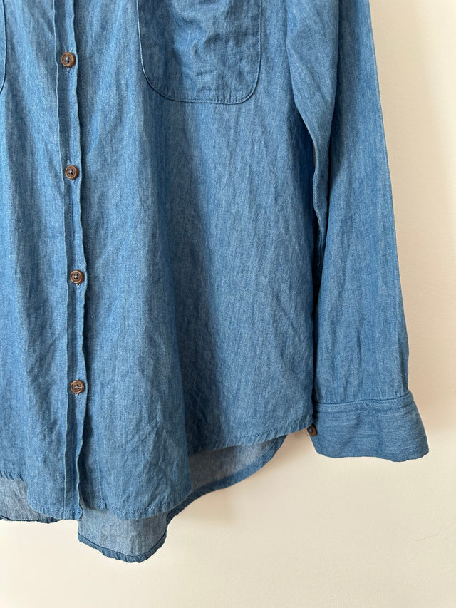 ROLLAS - CHAMBRAY DENIM SHIRT WITH EMBOIDERY - BLUE-Shirts-UPTOWN VINTAGE-UPTOWN LOCAL