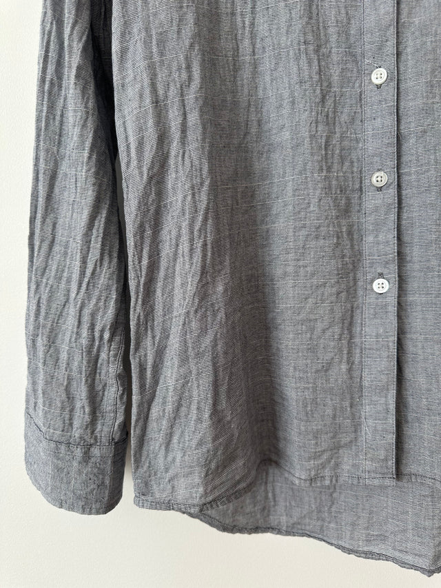 WEATHERED - LONG SLEEVE COTTON SHIRT - NAVY/CHARCOAL - M-Shirts-UPTOWN VINTAGE-UPTOWN LOCAL