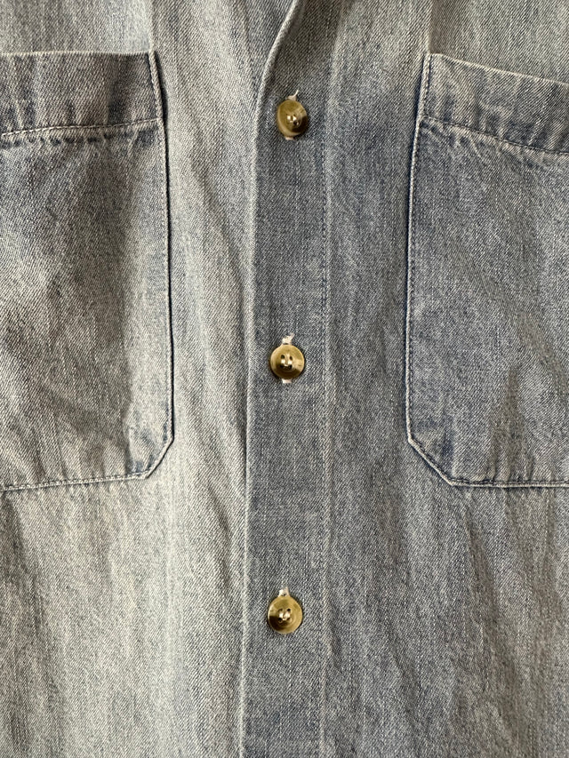 ROLLAS - SHORT SLEEVE DENIM SHIRT - WASHED BLUE - 8/S-Shirts-UPTOWN VINTAGE-UPTOWN LOCAL