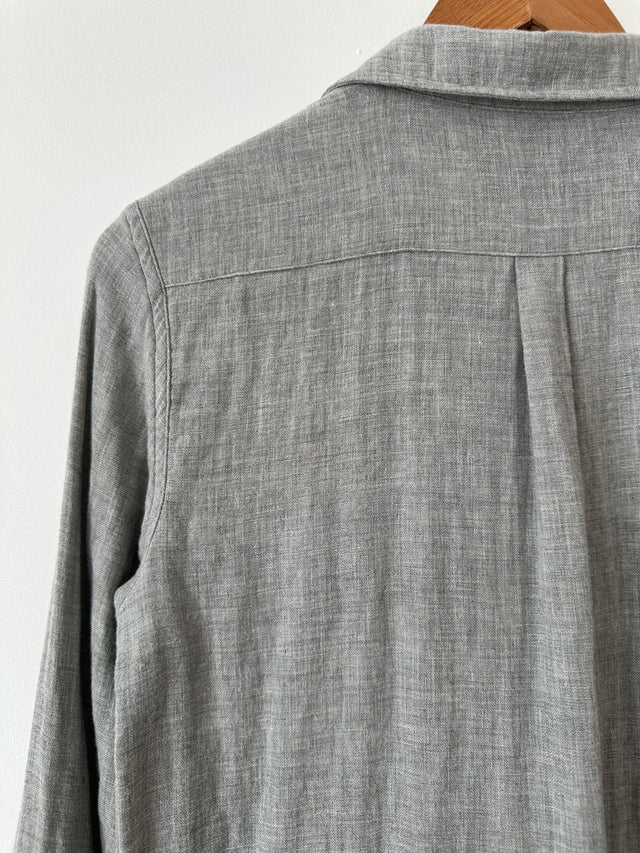 WEATHERED - LONG SLEEVE COTTON SHIRT - GREY - M-Shirts-UPTOWN VINTAGE-UPTOWN LOCAL