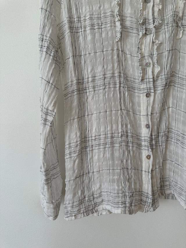 CATHERINE MURPHY - DETAILED SHIRT - WHITE / BLACK - 12-Shirts-UPTOWN VINTAGE-UPTOWN LOCAL