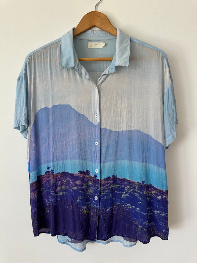 VANISHING ELEPHANT - VISCOSE GRAPHIC PRINT SHIRT - BLUE - 12-Shirts-UPTOWN VINTAGE-UPTOWN LOCAL