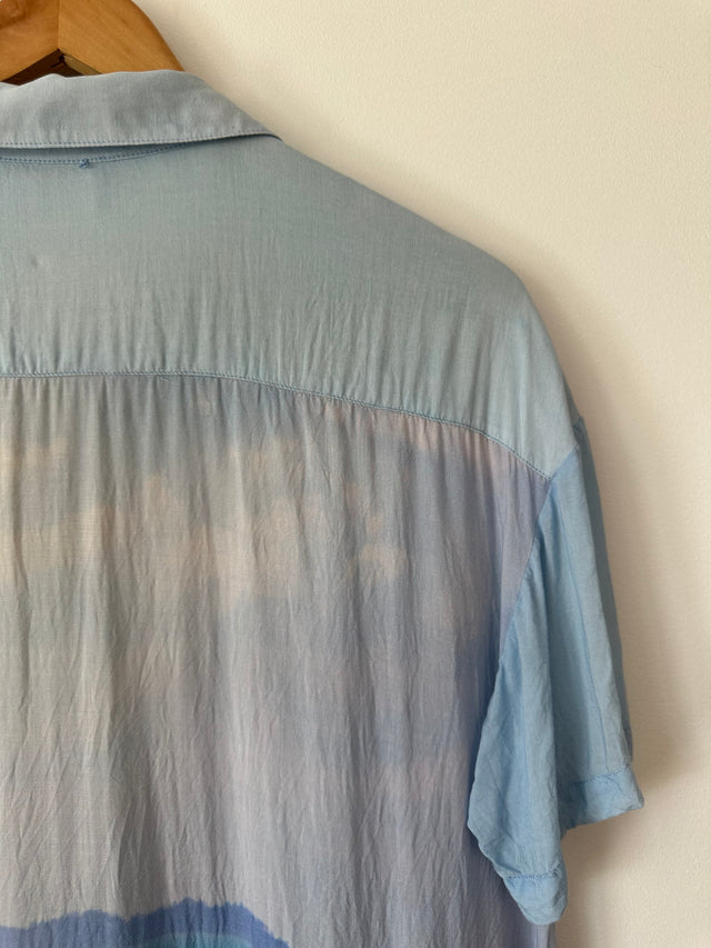 VANISHING ELEPHANT - VISCOSE GRAPHIC PRINT SHIRT - BLUE - 12-Shirts-UPTOWN VINTAGE-UPTOWN LOCAL