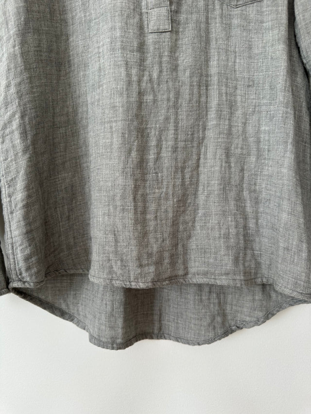 WEATHERED - LONG SLEEVE COTTON SHIRT - GREY - M-Shirts-UPTOWN VINTAGE-UPTOWN LOCAL