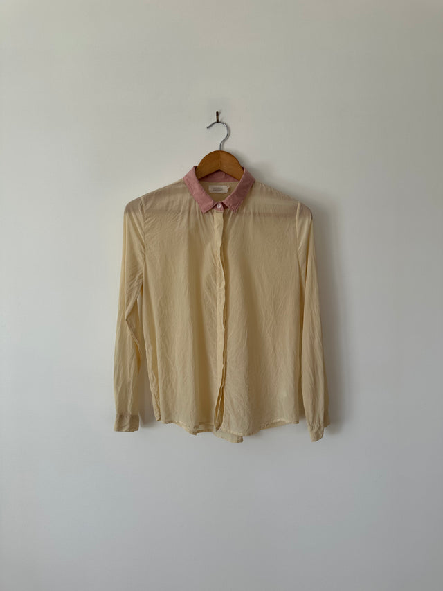 VANISHING ELEPHANT - SILK SHIRT - BUTTER CREAM / SOFT PINK - 12-Shirts-UPTOWN VINTAGE-UPTOWN LOCAL