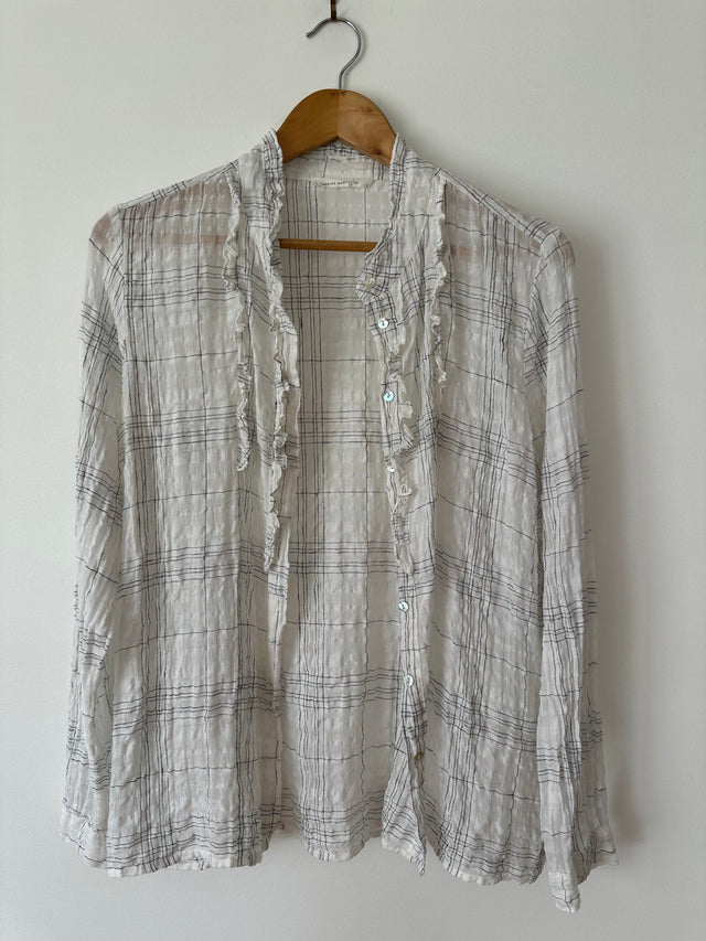 CATHERINE MURPHY - DETAILED SHIRT - WHITE / BLACK - 12-Shirts-UPTOWN VINTAGE-UPTOWN LOCAL