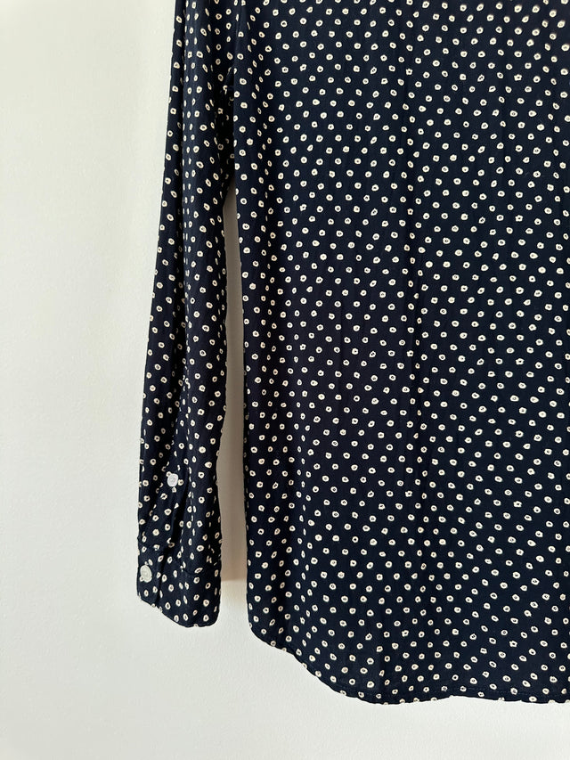 VANISHING ELEPHANT - SOFT COTTON / RAYON SHIRT - NAVY / WHITE SPOT - 10-Shirts-UPTOWN VINTAGE-UPTOWN LOCAL