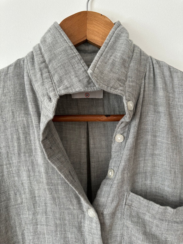 WEATHERED - LONG SLEEVE COTTON SHIRT - GREY - M-Shirts-UPTOWN VINTAGE-UPTOWN LOCAL