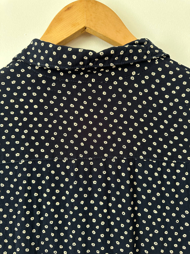 VANISHING ELEPHANT - SOFT COTTON / RAYON SHIRT - NAVY / WHITE SPOT - 10-Shirts-UPTOWN VINTAGE-UPTOWN LOCAL