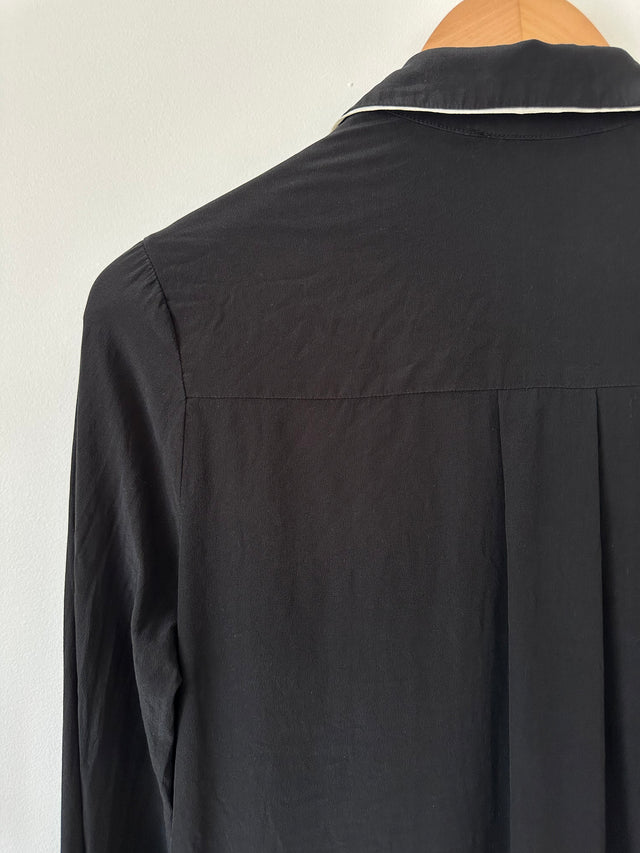 NOBODY DENIM - PIPED SILK SHIRT - BLACK / WHITE - S-Shirts-UPTOWN VINTAGE-UPTOWN LOCAL