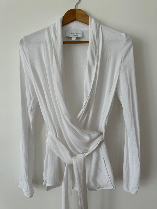 VIKTORIA & WOODS - LUX WRAP SHIRT - WHITE - 1 / S-Shirts-UPTOWN VINTAGE-UPTOWN LOCAL