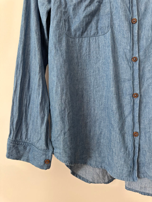 ROLLAS - CHAMBRAY DENIM SHIRT WITH EMBOIDERY - BLUE-Shirts-UPTOWN VINTAGE-UPTOWN LOCAL