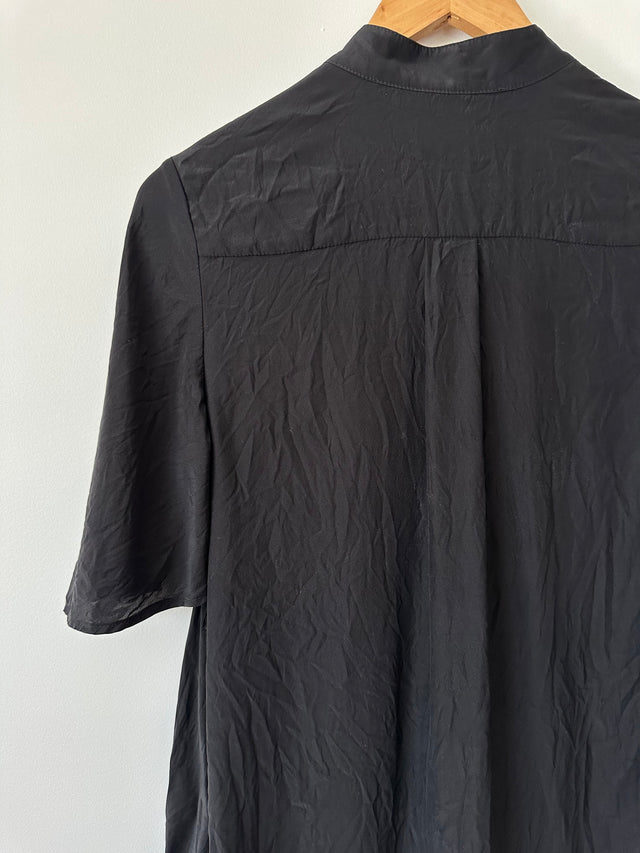 SIR THE LABEL - SILK WRAP SHIRT - BLACK - 1 / S-Shirts-UPTOWN VINTAGE-UPTOWN LOCAL