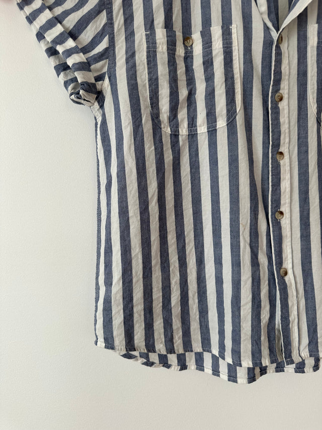 ROLLAS - SHORT SLEEVE STRIPE SHIRT - BLUE/WHITE - 10/M-Shirts-UPTOWN VINTAGE-UPTOWN LOCAL