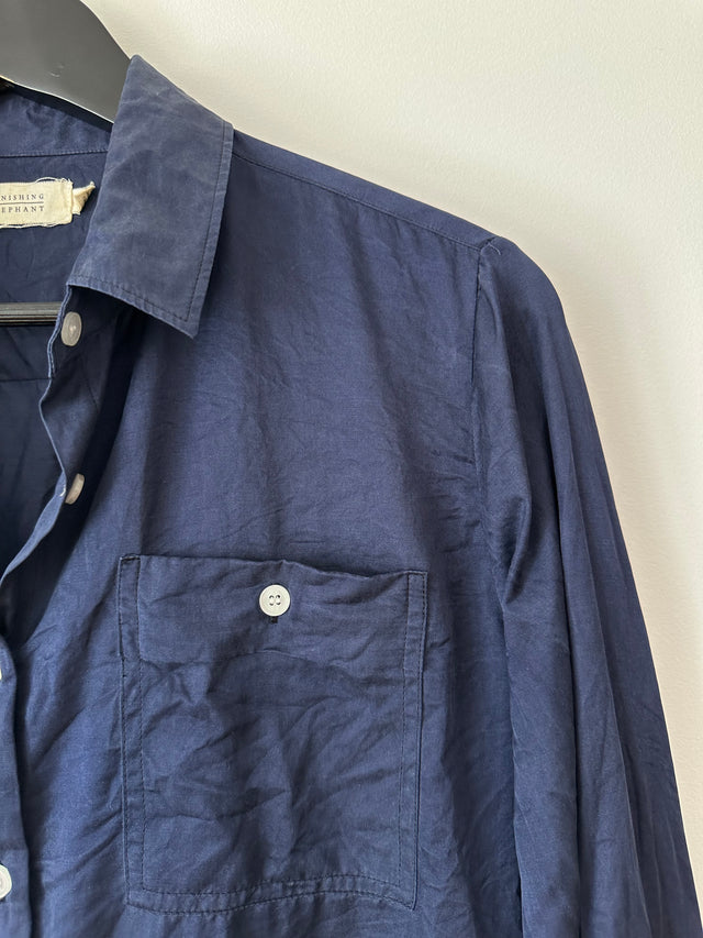 VANISHING ELEPHANT - SILK SHIRT - NAVY - 12-Shirts-UPTOWN VINTAGE-UPTOWN LOCAL